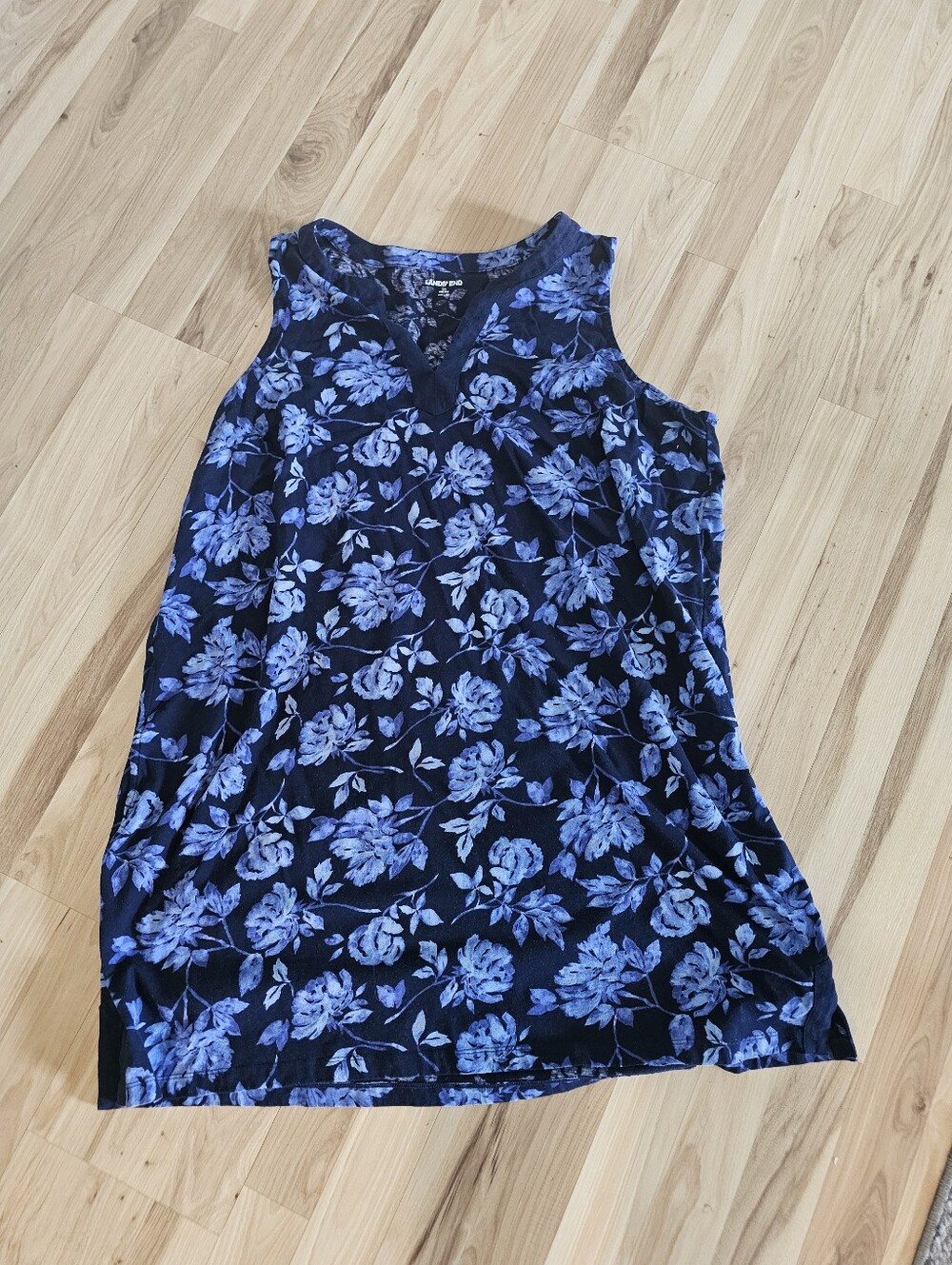 Lands End Notch Neck Sleeveless Dress